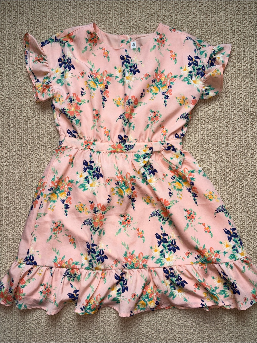 Janie and Jack Peach Paradise Flower Dress 10 like new